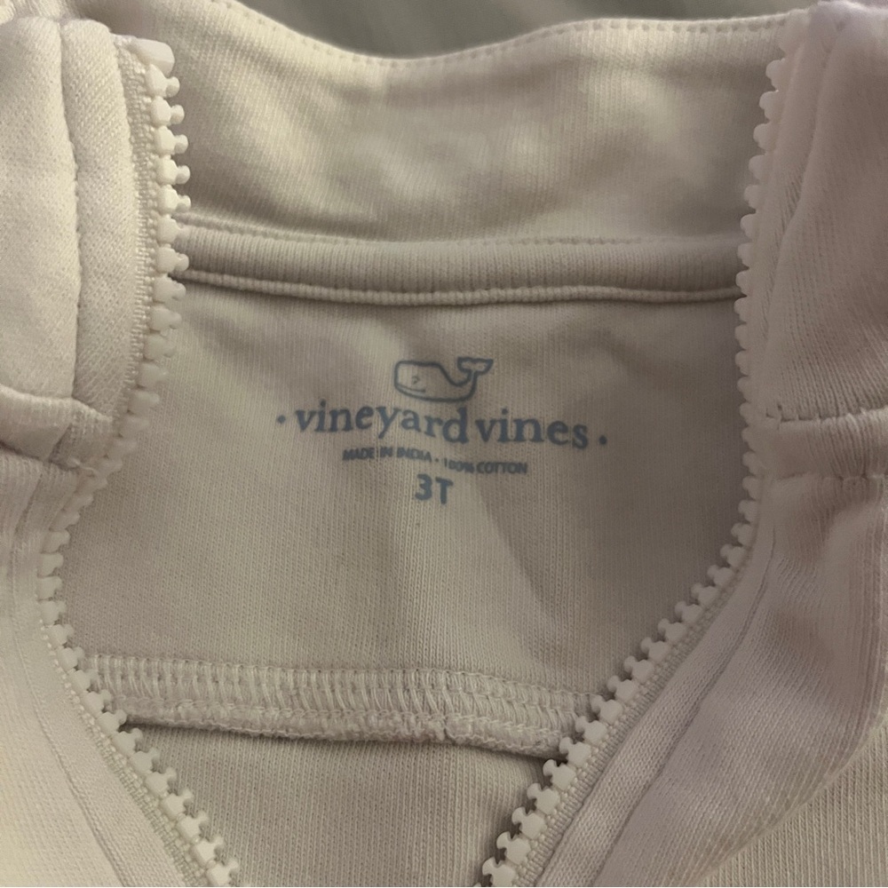 Vineyard Vines White Quarter-Zip Pullover with Pink Floral Yoke - Picture 4 of 4